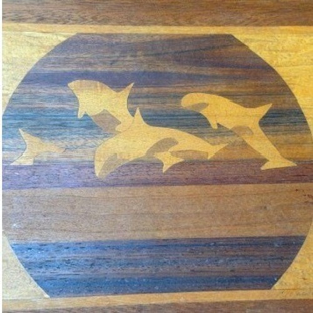 Handmade Wood Marquetry Wall Art Inlay Mixed Veneers Framed Coastal Nautical